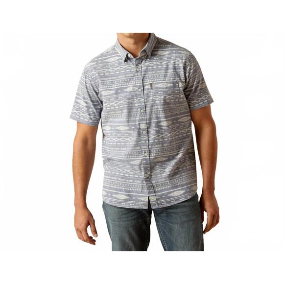 NEW ARIAT mack stretch modern fit shirt in chambray blue